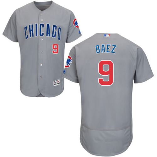 Cubs #9 Javier Baez Grey Flexbase Authentic Collection Road Stitched MLB Jersey - Click Image to Close